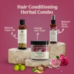 Inroots Herbal Hair Conditioning Combo | 3 Pcs Value Set | Haircare Gift Set | Argan Oil + Hair Pack + Natural Rose Water - Image 3