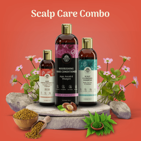 Inroots Scalp Care Combo | 3 Pcs Value Set | Haircare Gift Set | Shampoo + Conditioner + Hair Oil - Image 2