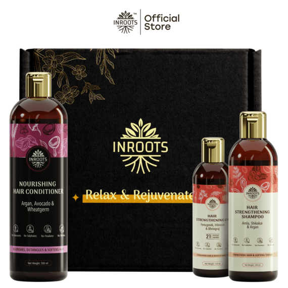 Inroots Hair Growth Combo | 3 Pcs Value Set | Haircare Gift Set | Shampoo + Conditioner + Hair Oil