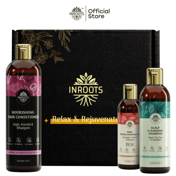 Inroots Scalp Care Combo | 3 Pcs Value Set | Haircare Gift Set | Shampoo + Conditioner + Hair Oil