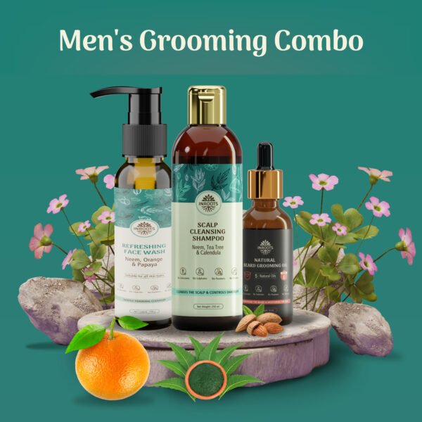 Inroots Men's Grooming Combo | 3 Pcs Value Set | Haircare Gift Set | Shampoo + Beard Oil + Face Wash - Image 2