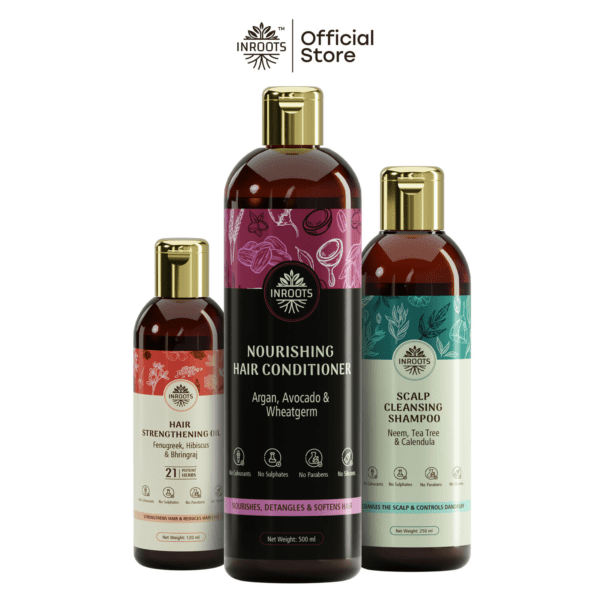 Inroots Scalp Care Combo | 3 Pcs Value Set | Haircare Gift Set | Shampoo + Conditioner + Hair Oil - Image 3