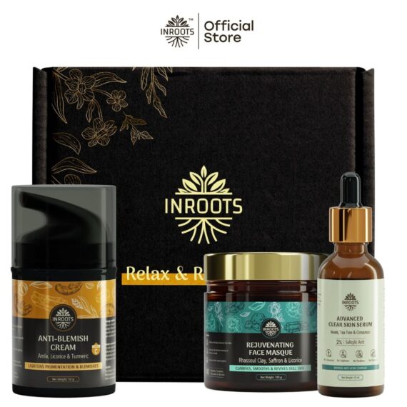 Inroots Acne Prone Combo | 3 Pcs Value Set | Skincare Gift Set | Serum + Cream + Face Masque