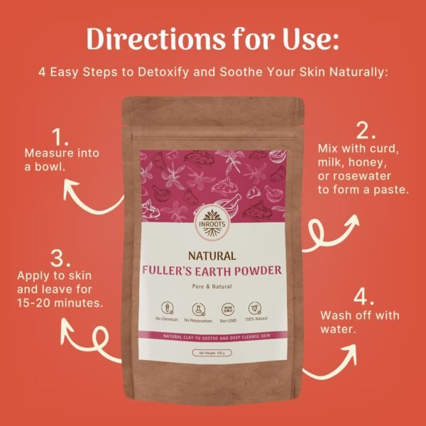 Inroots Natural Fuller’s Earth Powder - 100g - Image 5