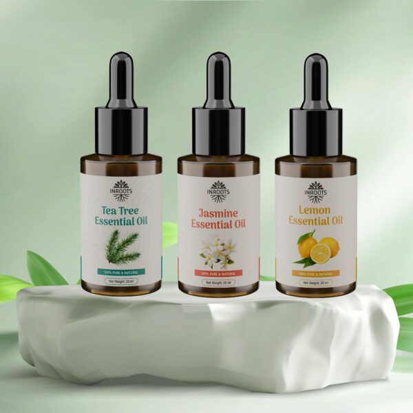 Inroots Essential Oils Combo Gift Box | Jasmine Oil + Tea Tree Oil + Lemon Oil - Image 3
