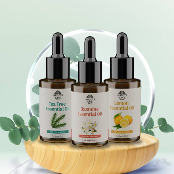 Inroots Essential Oils Combo Gift Box | Jasmine Oil + Tea Tree Oil + Lemon Oil - Image 4