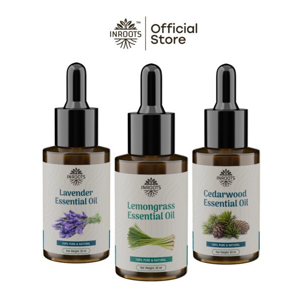 Inroots Essential Oils Combo Gift Box | Lavender Oil + Lemongrass Oil + Cedarwood Oil