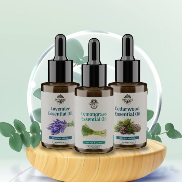 Inroots Essential Oils Combo Gift Box | Lavender Oil + Lemongrass Oil + Cedarwood Oil - Image 4