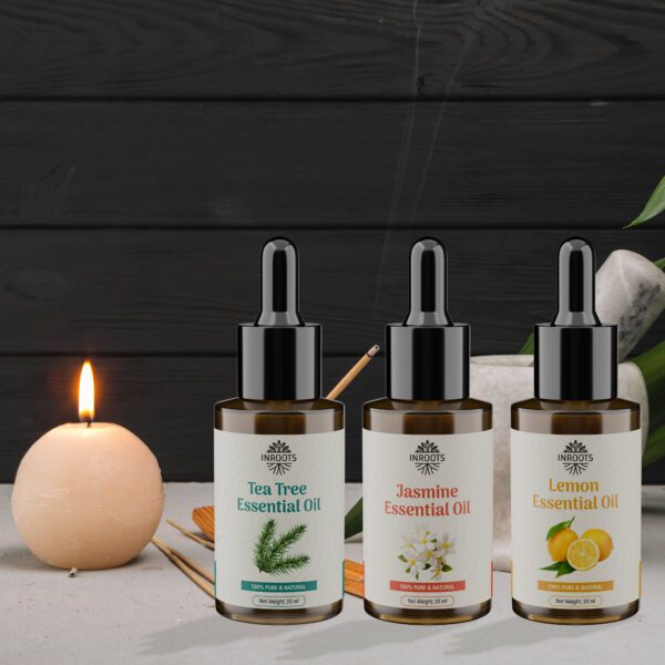 Inroots Essential Oils Combo Gift Box | Jasmine Oil + Tea Tree Oil + Lemon Oil - Image 6