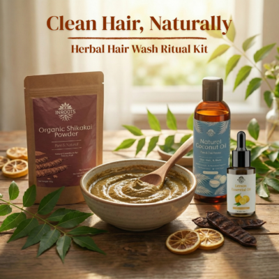 Inroots Herbal Hair Wash Ritual Kit | Natural Shampoo Alternative, Gentle Hair Cleanser, Herbal Hair Care Combo