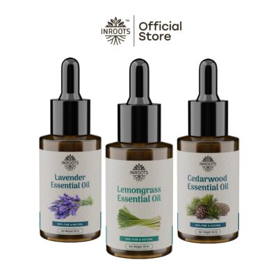 Inroots Essential Oils Combo Gift Box | Lavender Oil + Lemongrass Oil + Cedarwood Oil