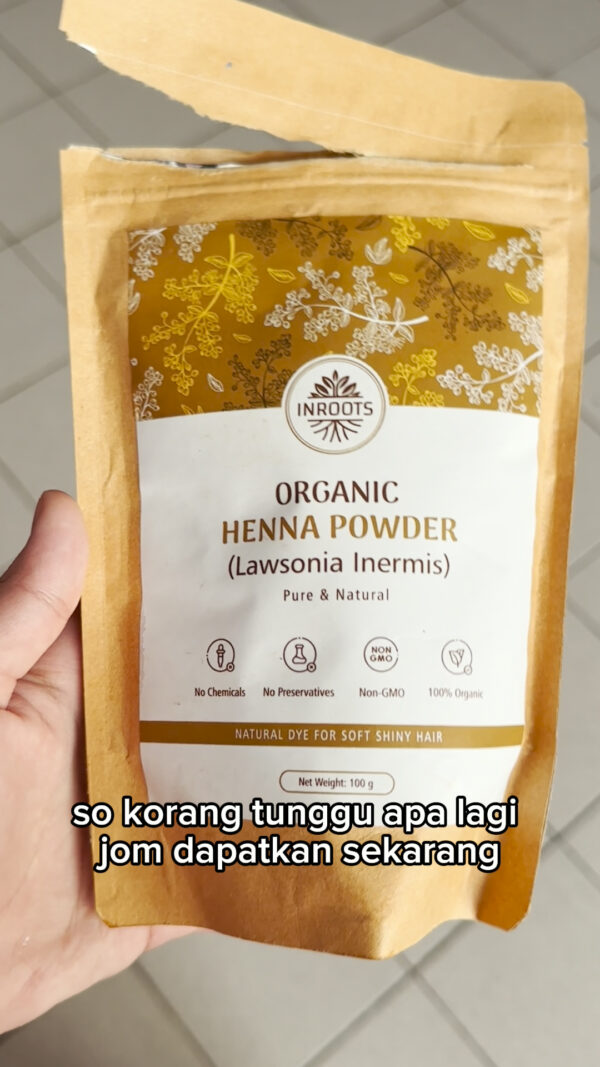 Natural Dye for Soft Shiny Hair <span style="font-weight: 400;">Inroots Organic Henna Powder is free from additives, preservatives, and artificial colourants. It is made from organic </span><i><span style="font-weight: 400;">Lawsonia inermis</span></i><span style="font-weight: 400;"> leaves that are carefully dried, milled, and triple-sifted to produce a fine, smooth, organic herbal powder. </span>