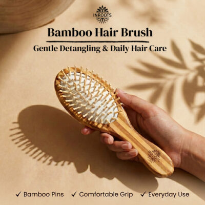 Inroots Bamboo Hair Brush | Bamboo Comb | 100% Natural | Authentic Bamboo Wood | Eco Friendly